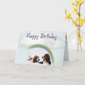 カワイバースデーカード(バセットハウンドと虹) カード (黄色い花)