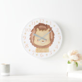 カワイパーソナライズされたトウォーターカラーベビーライオン ラージ壁時計 (ホーム)