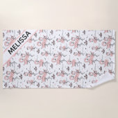 カワイパーソナライズされたトフラミンゴスアンドカニビーチタオル ビーチタオル (正面)