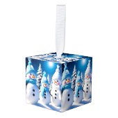 カワイファミリーキープサケ雪だるま キューブオーナメント (正面アングル)