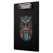 「カワイフクロウwithコーヒーカップ」おもしろいデザイン クリップボード (左)