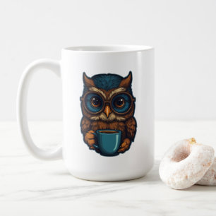 「カワイフクロウwithコーヒーカップ」おもしろいデザイン コーヒーマグカップ