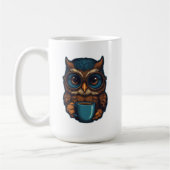 「カワイフクロウwithコーヒーカップ」おもしろいデザイン コーヒーマグカップ (左)