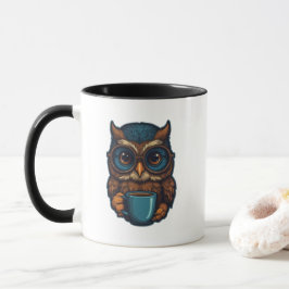 「カワイフクロウwithコーヒーカップ」おもしろいデザイン マグカップ