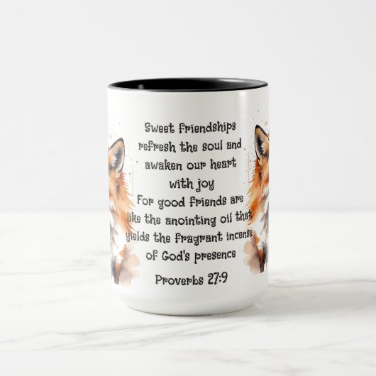 カワイフレンドキツネ諺フレンドシップ引用文 マグカップ (中央)