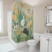 カワイブニーと水仙の花アンティークイースター シャワーカーテン (インサイチュ)