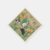 カワイブニーと水仙の花アンティークイースター スタンダードカクテルナプキン (角)