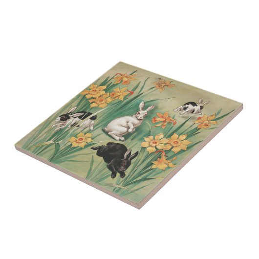 カワイブニーと水仙の花アンティークイースター タイル