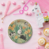 カワイブニーと水仙の花アンティークイースター ペーパープレート (パーティー)