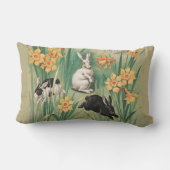 カワイブニーと水仙の花アンティークイースター ランバークッション (裏面)