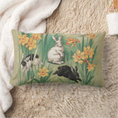 カワイブニーと水仙の花アンティークイースター ランバークッション (ブランケット)