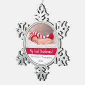 カワイベビー初めてのクリスマスベビー写真保存 スノーフレークピューターオーナメント (右)