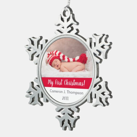 カワイベビー初めてのクリスマスベビー写真保存 スノーフレークピューターオーナメント (右)
