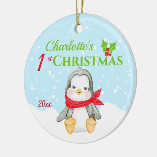 カワイベビー第1回クリスマスペンギンの写真  セラミックオーナメント (左)