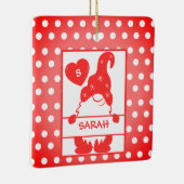 カワイホリデー格言水玉模様レッドホワイトネーム年 セラミックオーナメント (右)