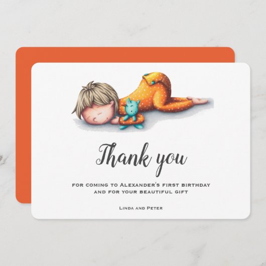 カワイボーイファースト誕生日サンキューカード サンキューカード (正面/裏面)