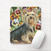 カワイヨークシャーテリアインザパンジーマウスパッド マウスパッド (マウス)