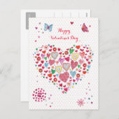 カワイレッド&ピンクバレンタインハートハート点 シーズンポストカード (正面/裏面)