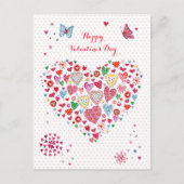 カワイレッド&ピンクバレンタインハートハート点 シーズンポストカード (正面)