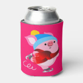 カワイートカートゥーンアイススケートで滑る豚クーラーボックス 缶クーラー (缶正面)