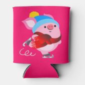 カワイートカートゥーンアイススケートで滑る豚クーラーボックス 缶クーラー (正面)