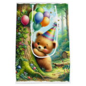 カワイートカートゥーンベビーベアーカブ誕生日 ミディアムペーパーバッグ (裏面)