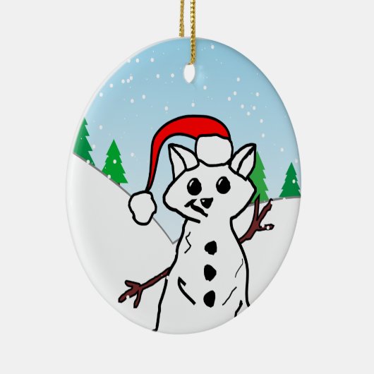 カワイートカートキャット雪だるまウィンターホリデー セラミックオーナメント (右)