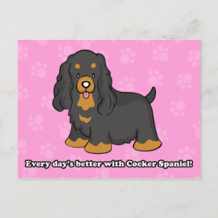 カワイートカートコッカースパニエル犬はがき ポストカード