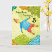 カワイートカートボーイカスタム誕生日 カード (黄色い花)