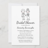 カワイートカートマンガリーナウマーブラックブライダルシャワー 招待状 (正面)