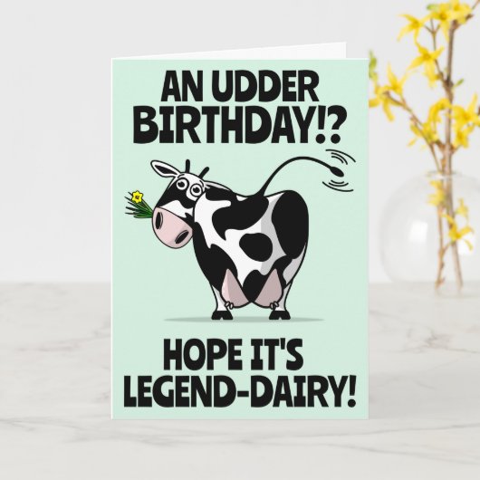 カワイートカートマンファーミヤードカウズハッピーバースデー カード (黄色い花)