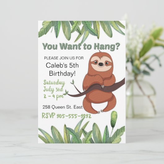 カワイートカートンつるズのスロース誕生日 招待状 (スタンド正面)