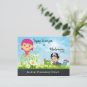 カワイートカートンウェルカム新学期はがき ポストカード (スタンド正面)