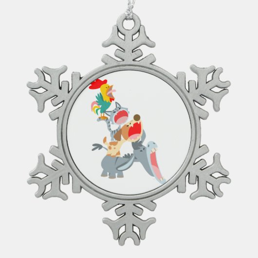 カワイートカートンブレーメンタウンミュージシャンプーターオーナメント スノーフレークピューターオーナメント (正面)