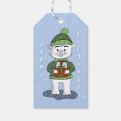 カワイートカートンポーラーベアーブルーホリデーギフトラベル ギフトタグ (正面)