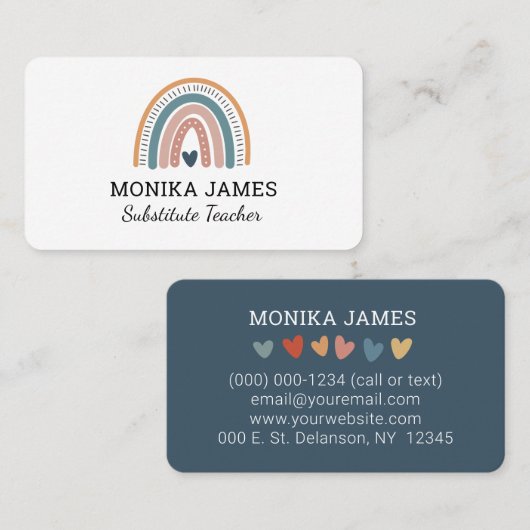 カワイートリプレース先生ブルーボーホレインボー 名刺 (正面/裏面)