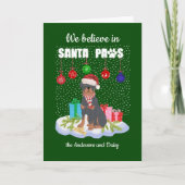 カワイ信じロットワイラーインサンタポーズクリスマス シーズンカード (正面)