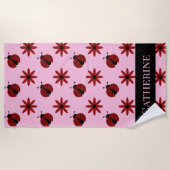 カワイ名前をカスタムするパーソナライズされたの花 ビーチタオル (正面)