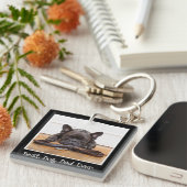 カワイ最高のトドッグパパアンバーフォトパーソナライズされたブラック キーホルダー (正面右)