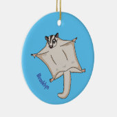 カワイ飛んでいるトグライダー漫画イラストレーション セラミックオーナメント (右)