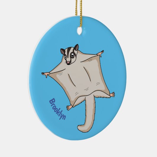 カワイ飛んでいるトグライダー漫画イラストレーション セラミックオーナメント (右)