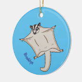 カワイ飛んでいるトグライダー漫画イラストレーション セラミックオーナメント (左)