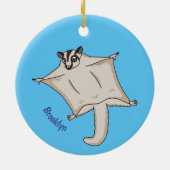カワイ飛んでいるトグライダー漫画イラストレーション セラミックオーナメント (裏面)