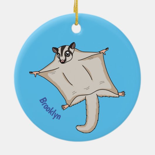 カワイ飛んでいるトグライダー漫画イラストレーション セラミックオーナメント (裏面)