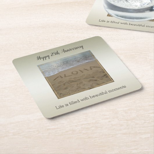 カワイ ハワイ アロハビーチ 美しい瞬間         スクエアペーパーコースター (アングル)