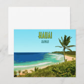 カワイ ハワイ 海岸 ビーチ ヴィンテージ フラット カード (正面/裏面)