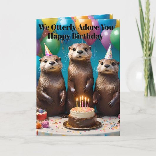 カワウの三つ子があなたを大好きな誕生日パーティー カード (正面)