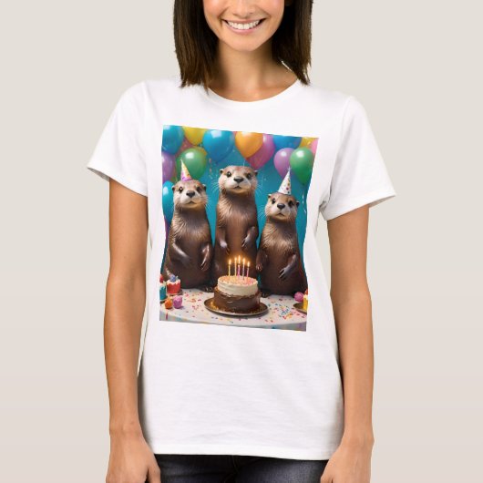カワウの三つ子誕生日パーティー Tシャツ (正面)