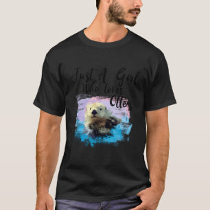カワウソが大好きな水彩色のカワウソ Tシャツ