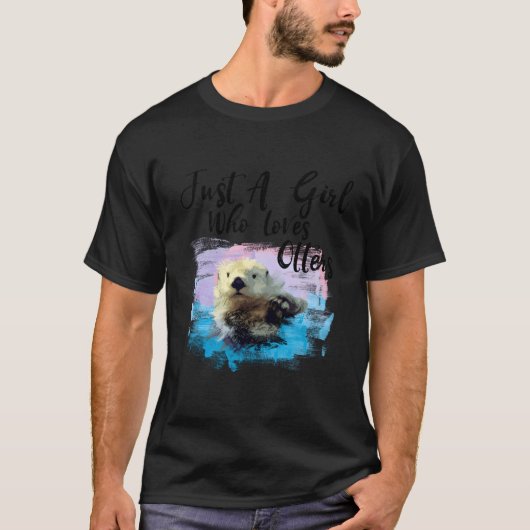 カワウソが大好きな水彩色のカワウソ Tシャツ (正面)